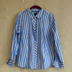 Talbots Blue and White Casual Button Down Shirt
